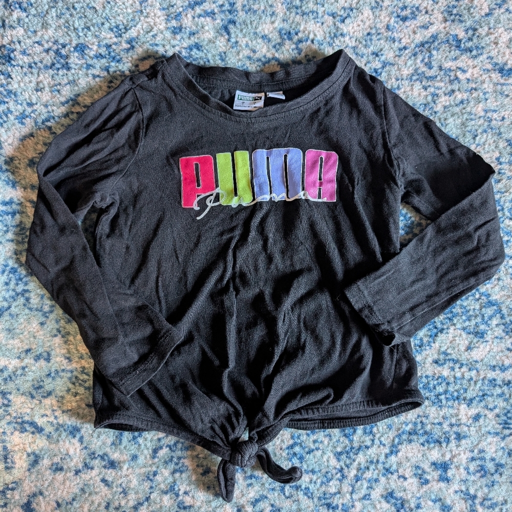 Puma Black Long Sleeve Top with Colorful Logo